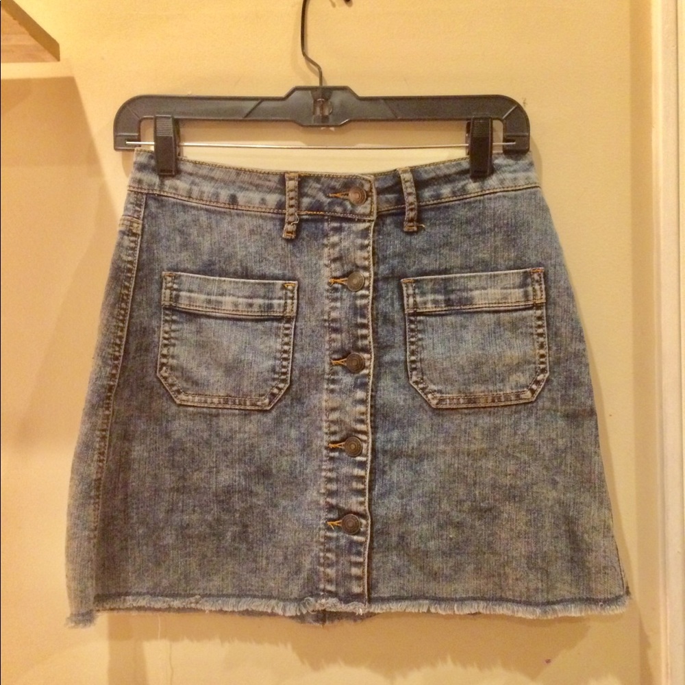 Denim button down miniskirt